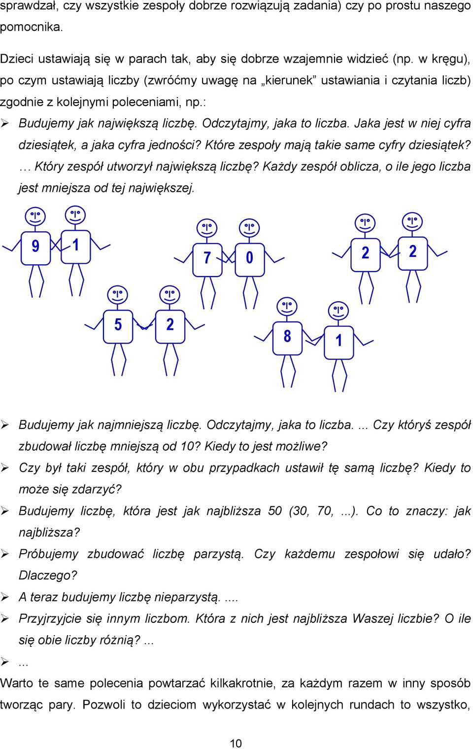 Jaka jest w niej cyfra dziesiątek, a jaka cyfra jedności? Które zespoły mają takie same cyfry dziesiątek? Który zespół utworzył największą liczbę?