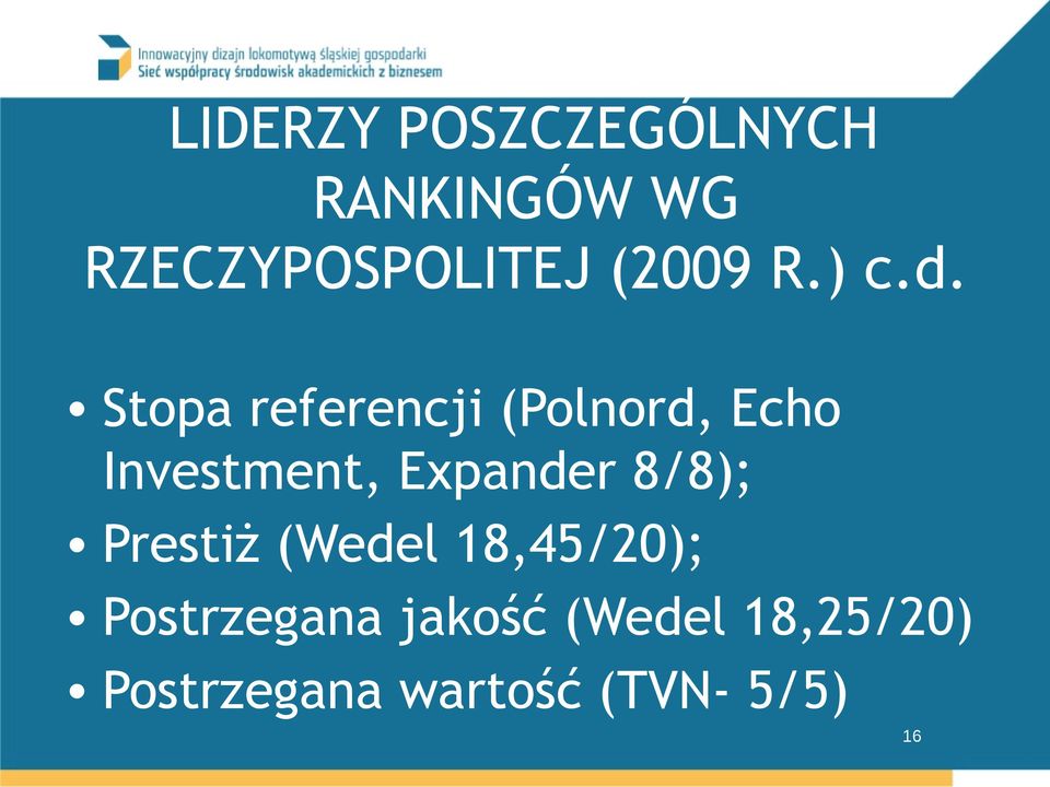 Stopa referencji (Polnord, Echo Investment, Expander