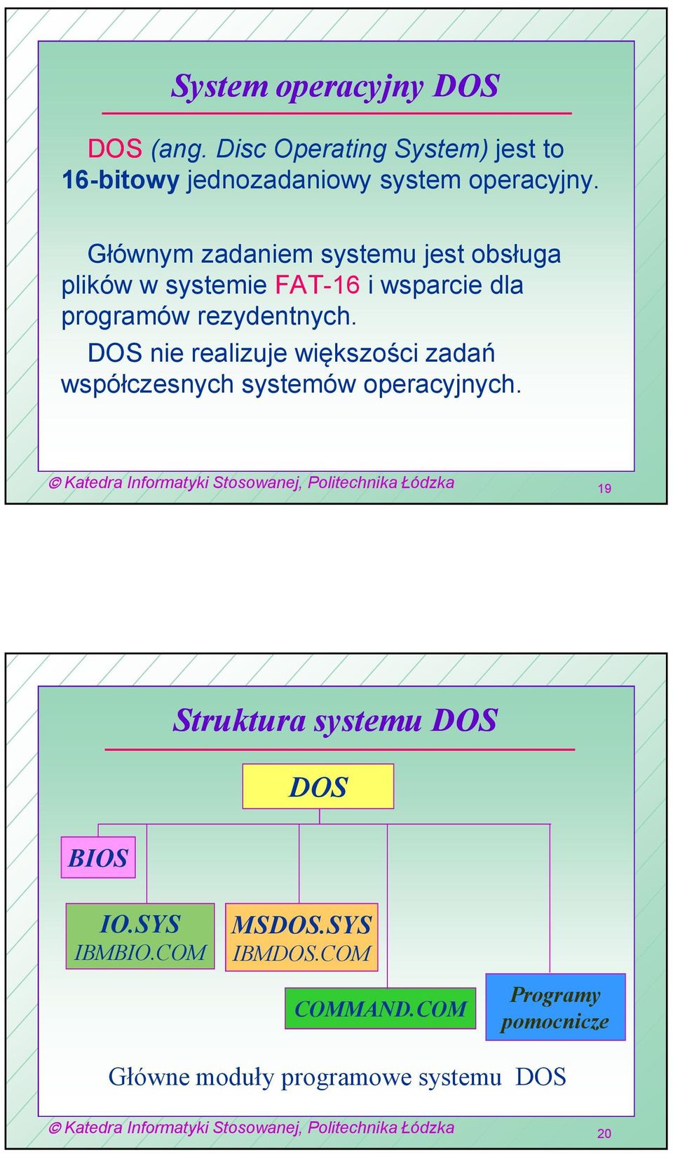 DOS nie realizuje większości zadań współczesnych systemów operacyjnych.
