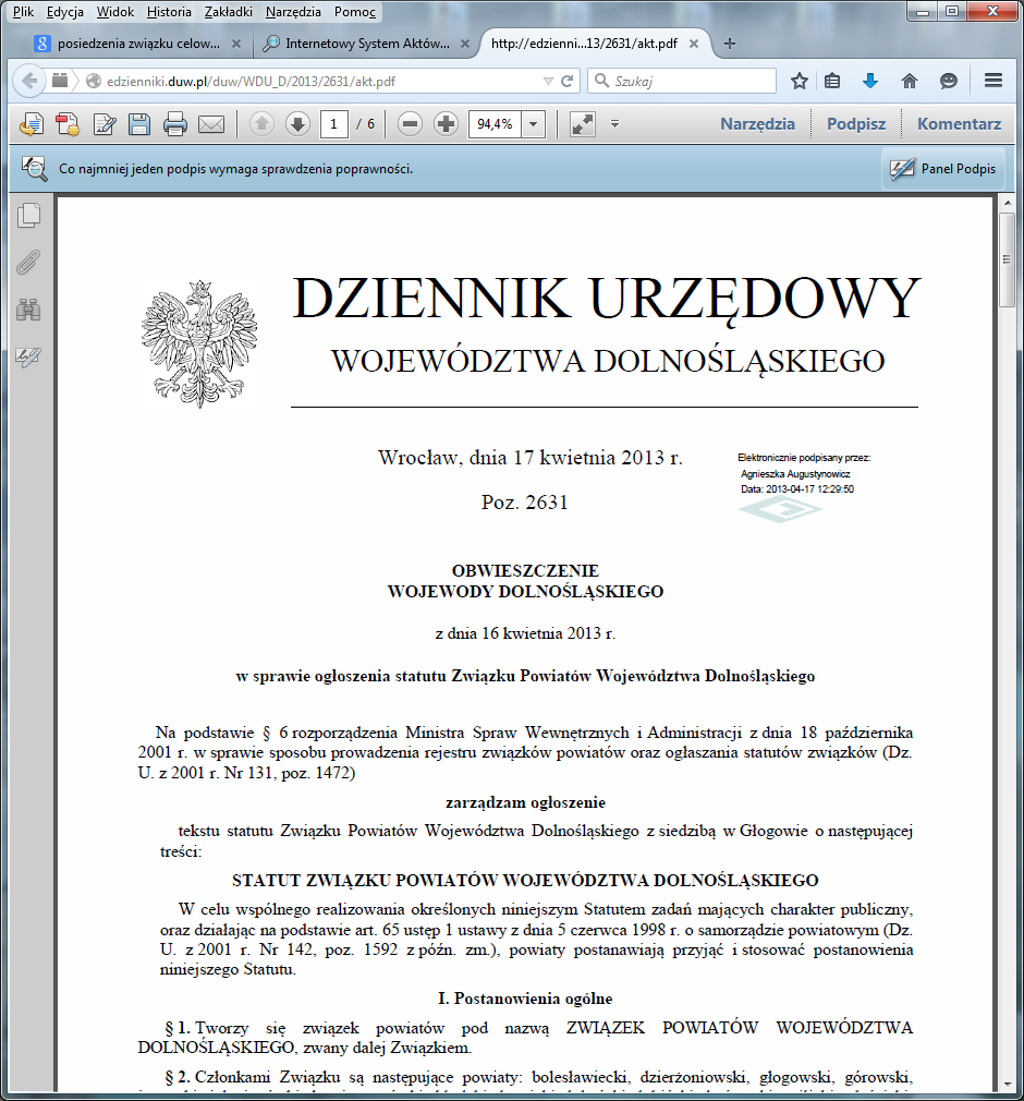 Członkowie związku w skład Związku Powiatów Województwa Dolnośląskiego wchodzi 26 powiatów,