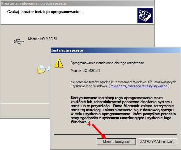 Teraz system rozpocznie wyszukiwanie odpowiedniego sterownika dla urządzenia, przeszukując napędy w tym napęd CD. Po znalezieniu sterowników system wyświetli ostrzeżenie o braku podpisu cyfrowego.