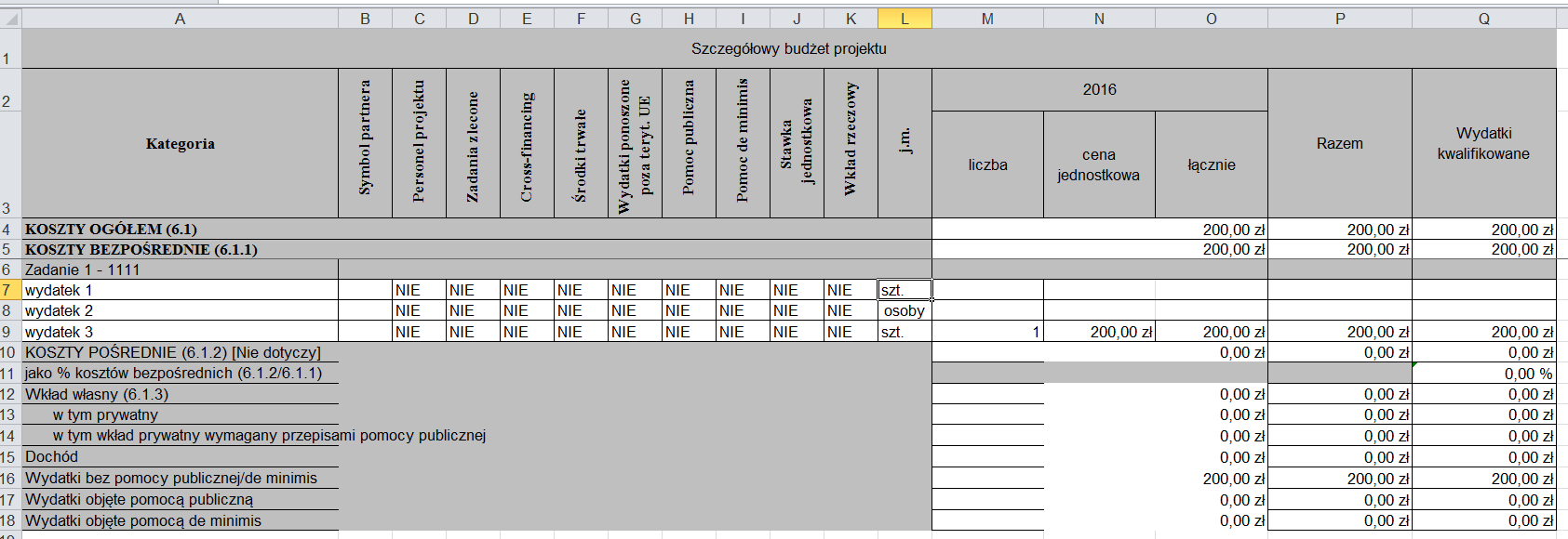 4. Eksport oraz import budżetu projektu do pliku Excel System zapewnia możliwość zapisania danych budżetu do pliku w formacie XLS.