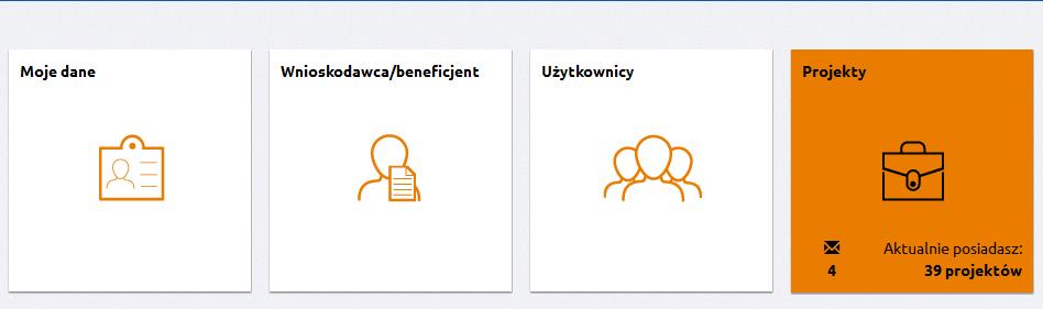Na kaflu Projekty znajduje się ikonka koperty pod którą wyświetlona jest liczba nieprzeczytanych wiadomości: Dodatkowo po wejściu na kafel Projekty,