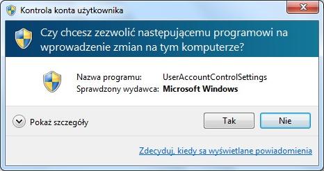 Rozdział 1. Instalacja programu CAD Decor 2.2 W systemach Windows 7, 8/8.1, oraz 10 należy wyłączyć kontrolę konta użytkownika (Rys.