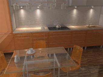 sceny) - w ten sposób program sprawdza odbicia na obiektach; tego trybu zazwyczaj używa się do sprawdzenia wstępnych efektów działania algorytmu Raytracing.