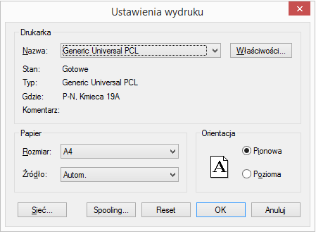 Rozdział 28. Drukowanie projektu Wskazanie następuje poprzez zaznaczenie oknem, czyli kliknięcie w dwóch punktach, stanowiących przeciwstawne narożniki prostokątnego obszaru zaznaczenia (Rys. 552).