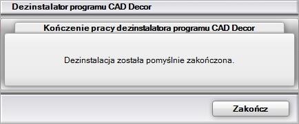 Instrukcja obsługi programu CAD Decor 2.2 Rys. 47 odinstalowywanie programu CAD Decor Rys. 48 prośba o potwierdzenie dezinstalacji Rys.