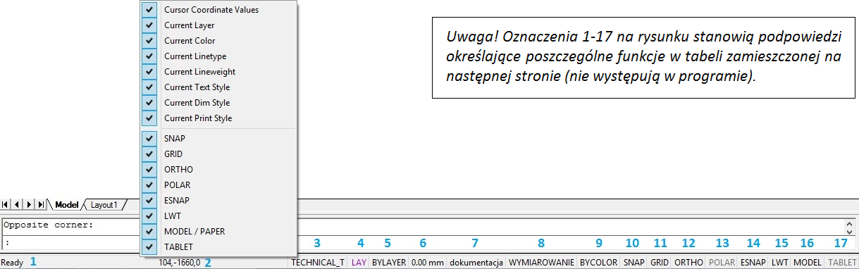 6. Paski narzędziowe programu IntelliCAD 6.1. Pasek poleceń (Commad Bar) Rozdział 2. Pierwsze uruchomienie programu CAD Decor 2.2 Pasek poleceń programu IntelliCAD (Rys.