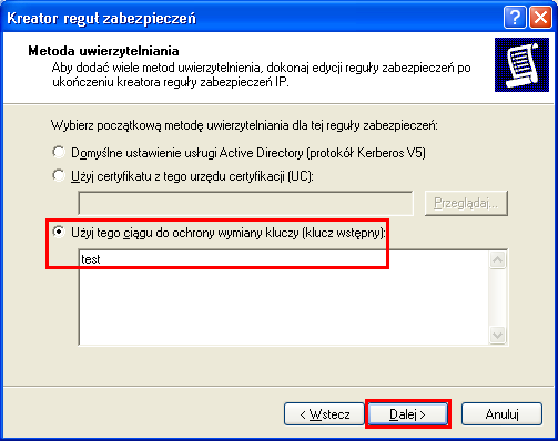 3. Wybierz Koniec tunelu i wprowadź końcowy IP. W przykładzie adres IP: 99.99.99.10. 4.