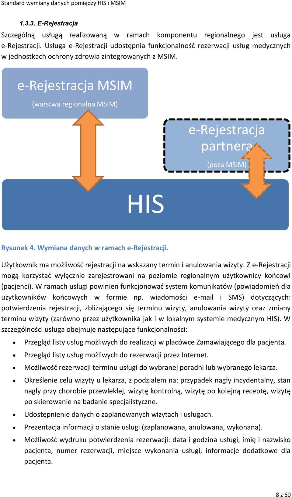 e-rejestracja MSIM (warstwa regionalna MSIM) e-rejestracja partnera (poza MSIM) HIS Rysunek 4. Wymiana danych w ramach e-rejestracji.