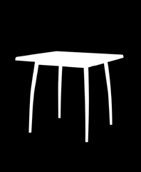 Wysokość stołu dostosowana do standardowych krzeseł kawiarnianych Podstawa pasująca do blatów Topalit, z płyty melaminowej