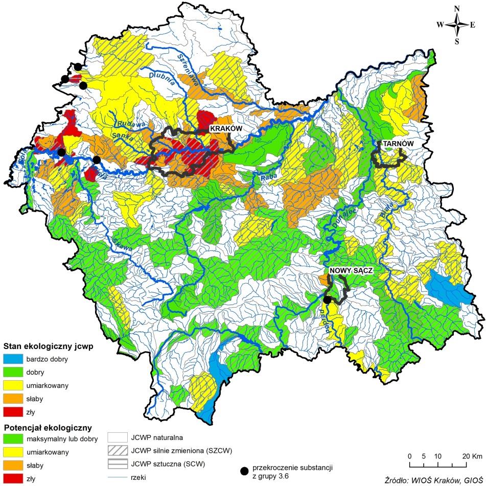 udział jcw poniżej stanu dobrego 35% 30% 25% 20%