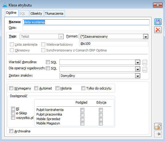 Atrybuty muszą mieć następujące nazwy (nazwa atrybutu znajduje się po myślniku): Data wysłania POCZTEX_data wysłania Data doręczenia POCZTEX_data doręczenia Numer przesyłki