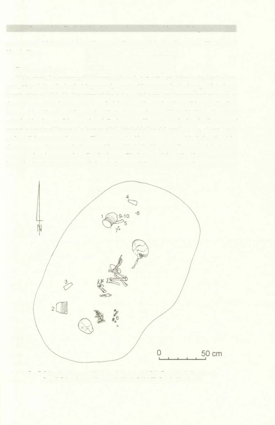 Graves of the Corded Ware Culture at the multicultural Site 6 in Pełczyska 225 tom: 5.5 cm; thickness of the walls: 5 mm; diameter of the handles: 4 mm. Fig. 6: 1 and No 2 in Fig. 4. Feature 32/2002 Niche grave.