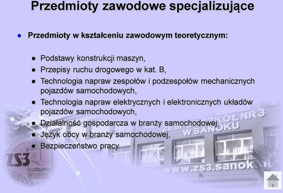 B, Technologia napraw zespołów i podzespołów mechanicznych pojazdów samochodowych, Technologia napraw