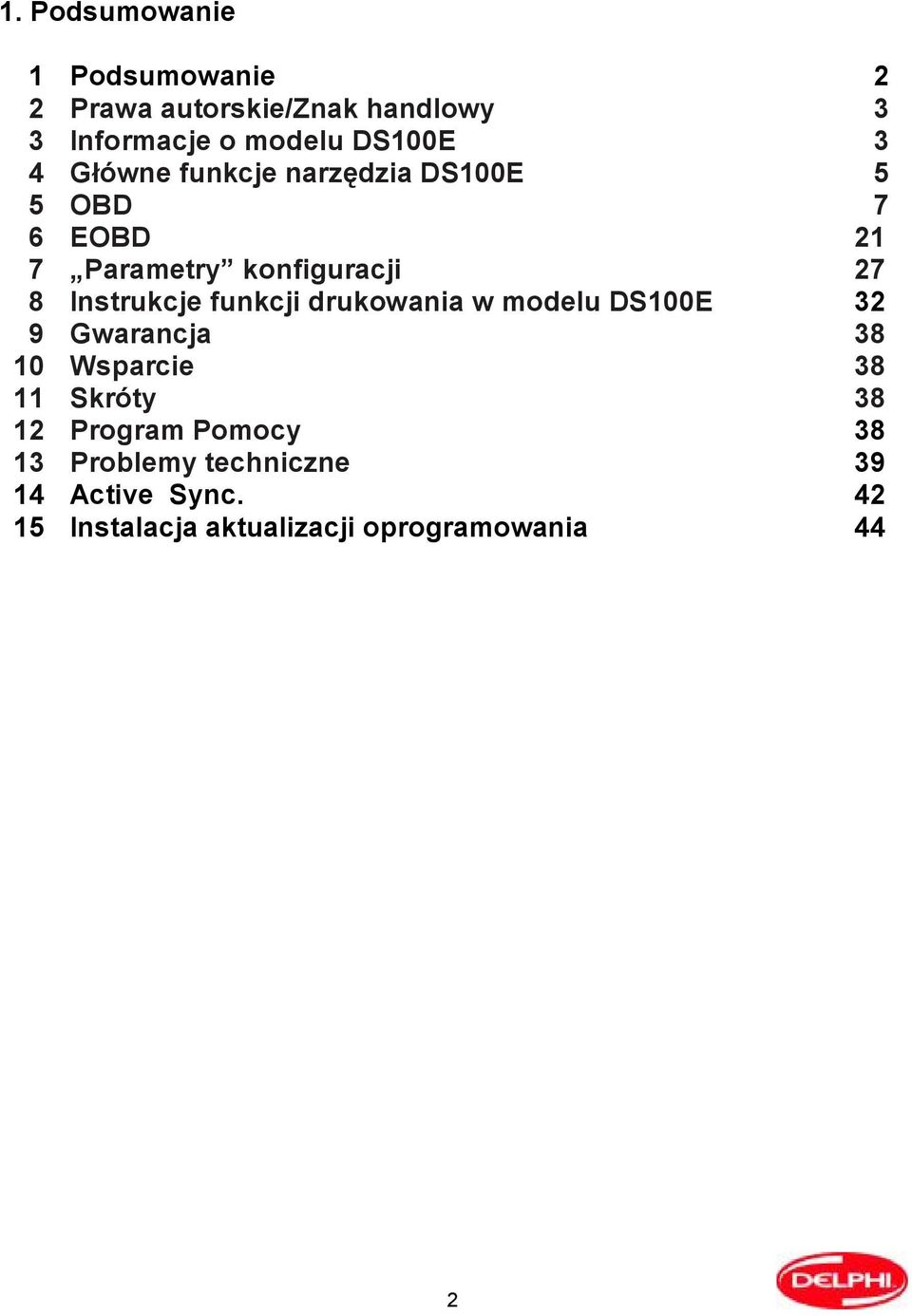 drukowania w modelu DS100E 9 Gwarancja 10 Wsparcie 11 Skróty 12 Program Pomocy 13 Problemy