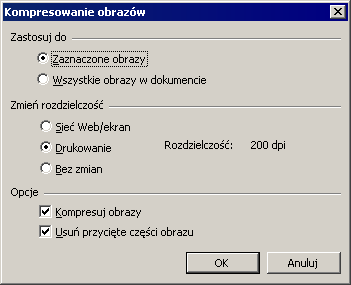 W efekcie Excel wyświetli okno dialogowe kompresowania obrazów: Rys. 5.