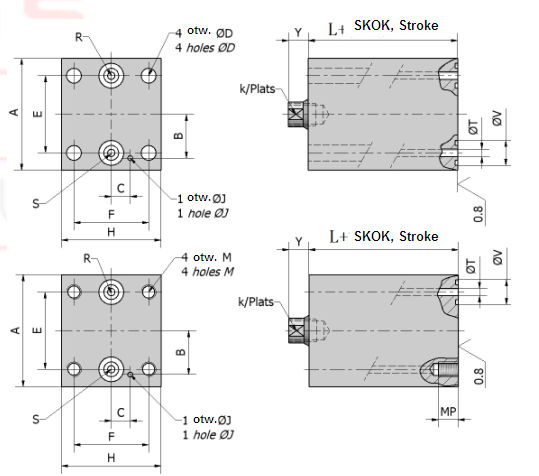 WYMIARY Dimensions TYP 4L TYPE 4L TYP