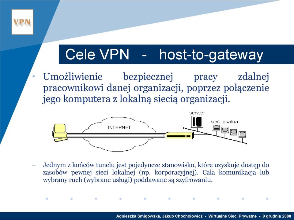 Jednym z końców tunelu jest pojedyncze stanowisko, które uzyskuje dostęp do zasobów pewnej