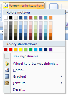 Kształty - wypełnienie Wstawione kształty można