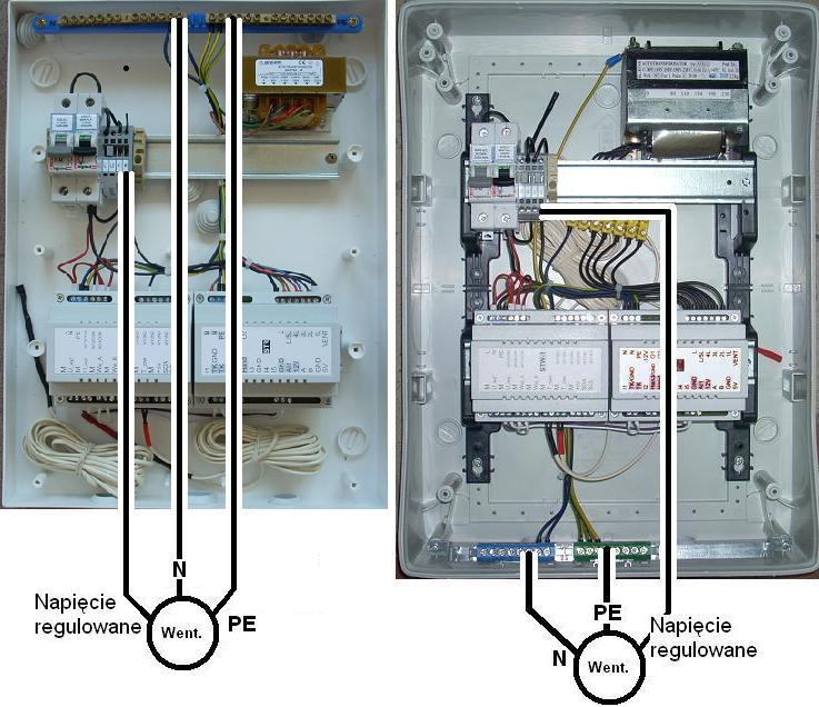 Szafka z wbudowanym transformatorem i modułem STR Szafki z wbudowanym autotransformatorem i regulatorem STR nie wymagają żadnych podłączeń ze strony instalatora, należy tylko podłączyć zaciski
