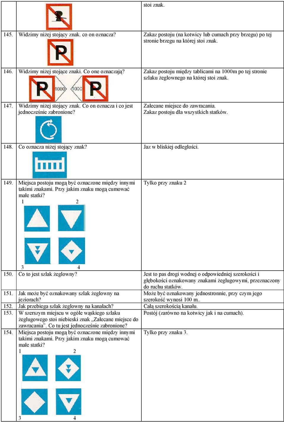 Zalecane miejsce do zawracania. Zakaz postoju dla wszystkich statków. 148. Co oznacza niżej stojący znak? Jaz w bliskiej odległości. 149.