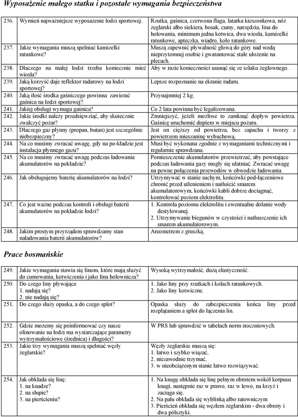 koło ratunkowe. 237. Jakie wymagania muszą spełniać kamizelki ratunkowe? Muszą zapewnić pływalność głową do góry nad wodą nieprzytomnej osobie i gwarantować stałe ułożenie na plecach. 238.