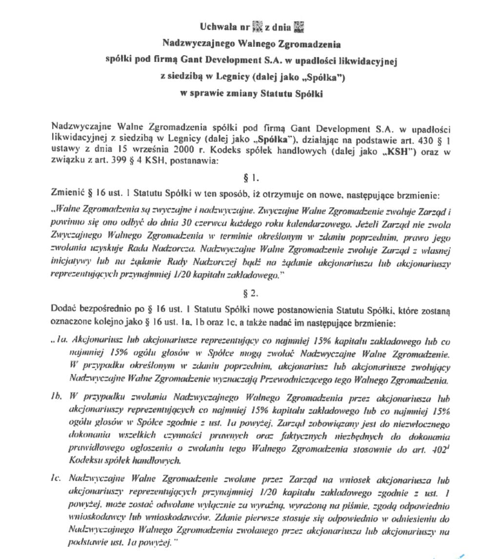 Uchwała wchodzi w