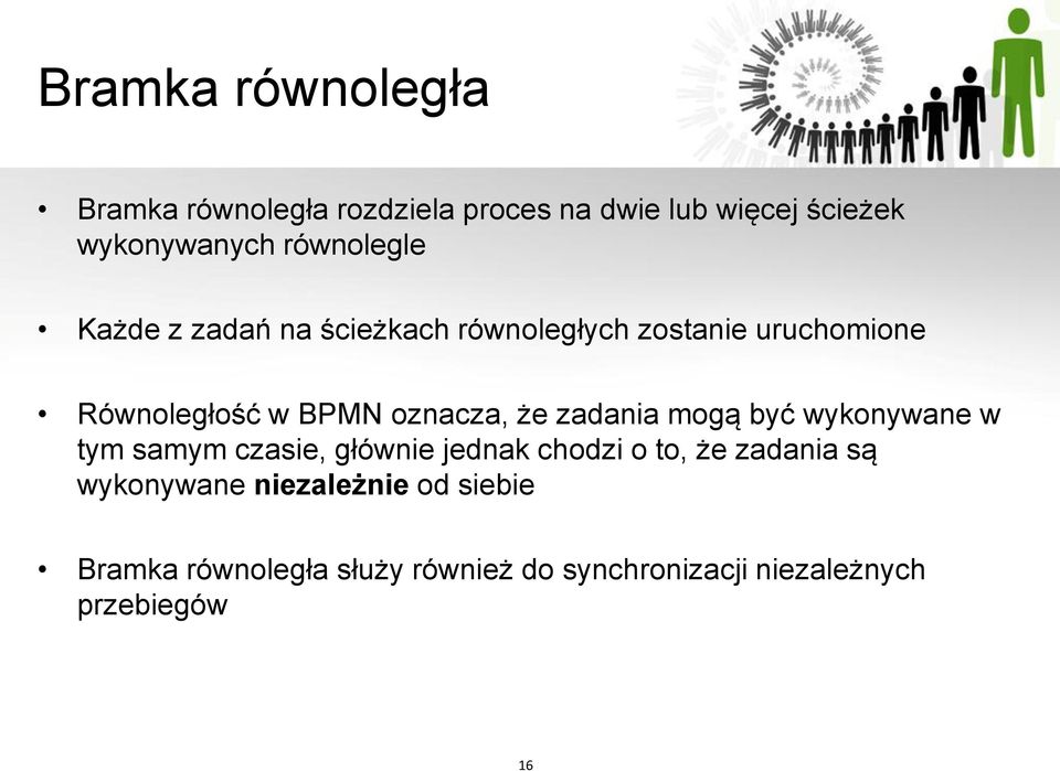 oznacza, że zadania mogą być wykonywane w tym samym czasie, głównie jednak chodzi o to, że zadania