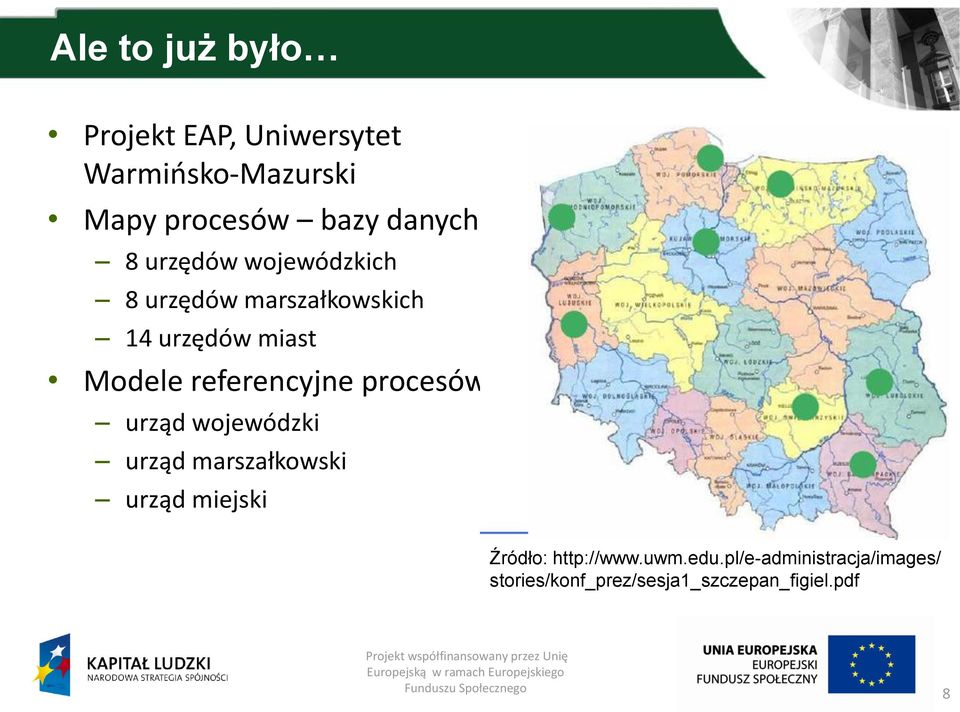 referencyjne procesów urząd wojewódzki urząd marszałkowski urząd miejski Źródło: