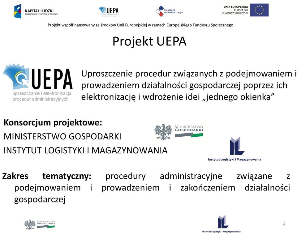 projektowe: MINISTERSTWO GOSPODARKI INSTYTUT LOGISTYKI I MAGAZYNOWANIA Zakres tematyczny: