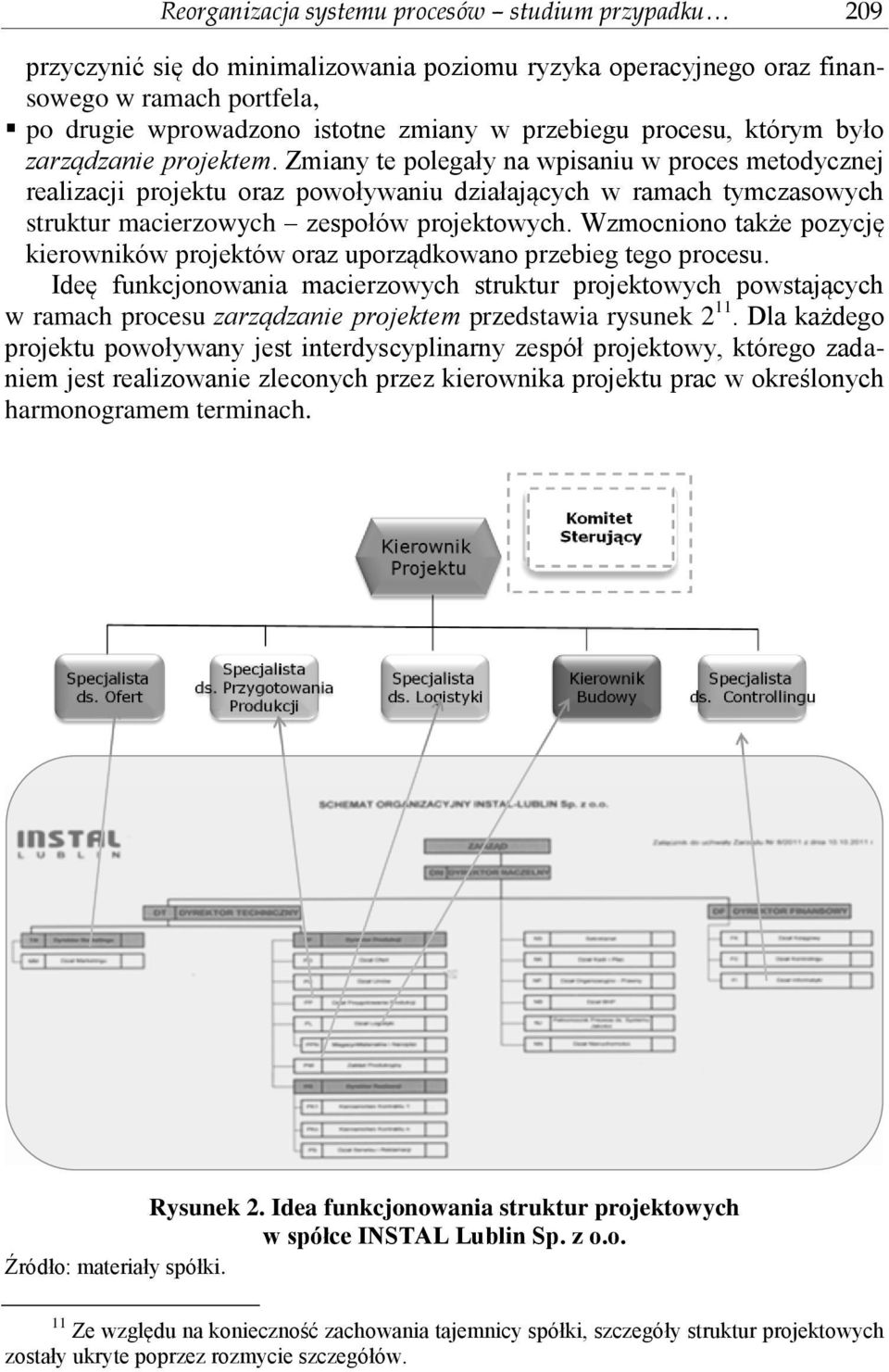 Zmiany te polegały na wpisaniu w proces metodycznej realizacji projektu oraz powoływaniu działających w ramach tymczasowych struktur macierzowych zespołów projektowych.