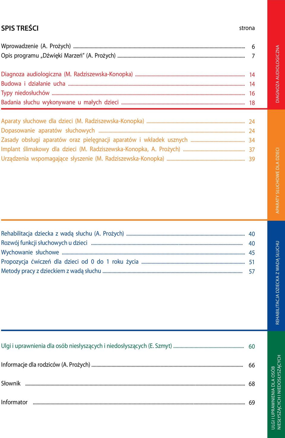 .. Zasady obsługi aparatów oraz pielęgnacji aparatów i wkładek usznych... Implant ślimakowy dla dzieci (M. Radziszewska-Konopka, A. Prożych)... Urządzenia wspomagające słyszenie (M.