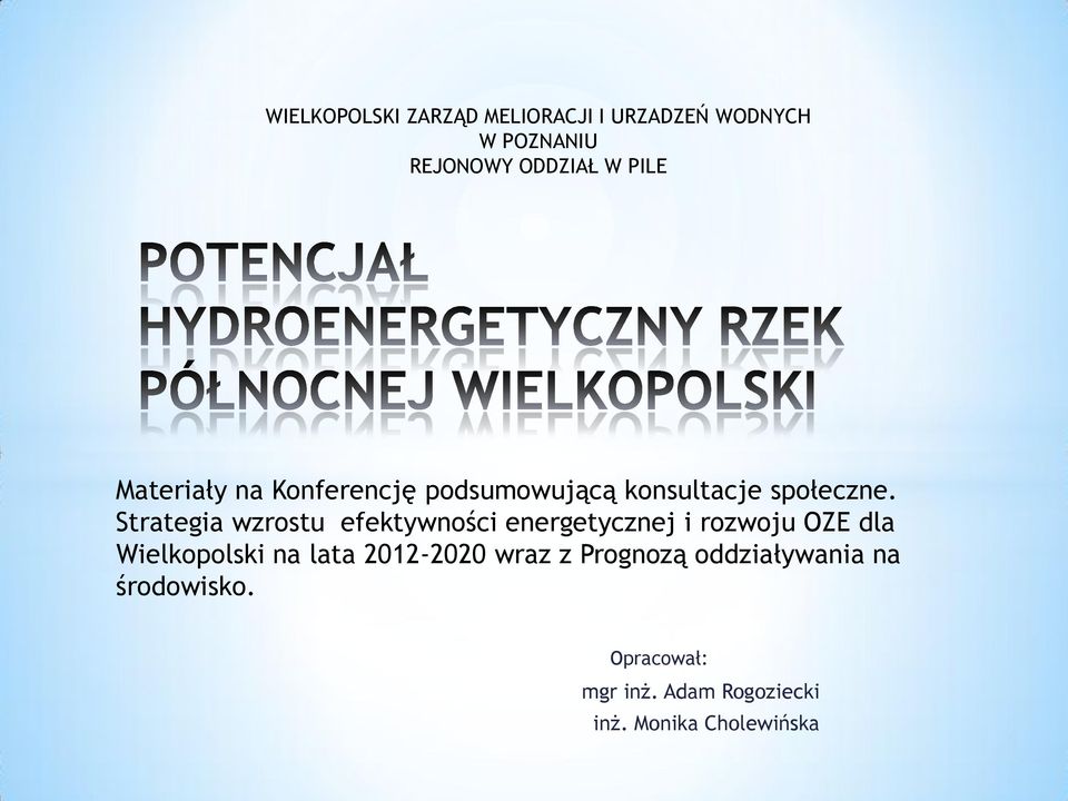 Strategia wzrostu efektywności energetycznej i rozwoju OZE dla Wielkopolski na lata