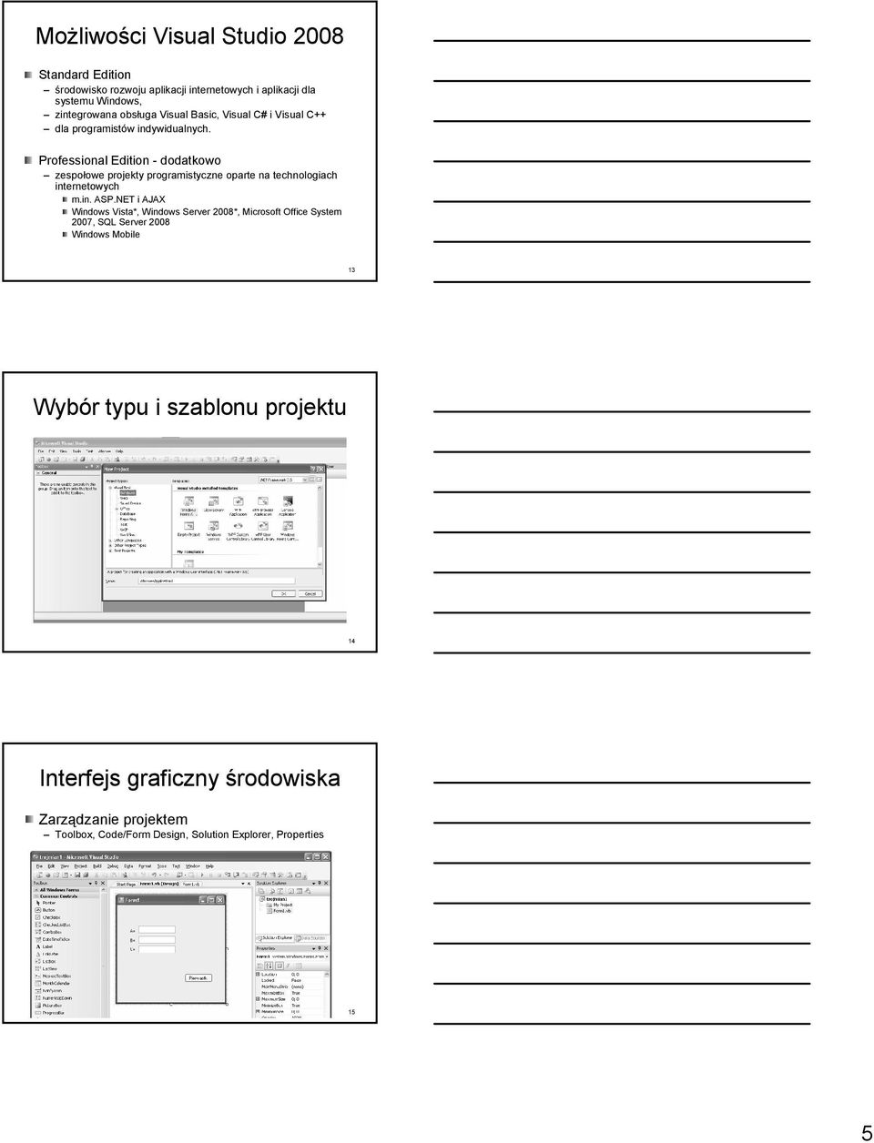 Professional Edition - dodatkowo zespołowe projekty programistyczne oparte na technologiach internetowych m.in. ASP.