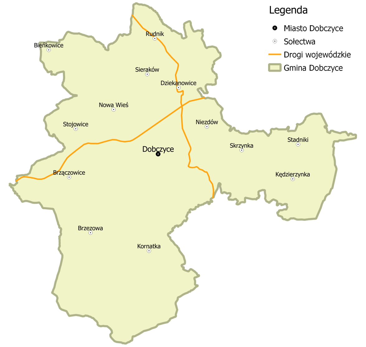 5. CHARAKTERYSTYKA INWENTARYZOWANEGO OBSZARU Stan obecny 5.1. POŁOŻENIE GMINY DOBCZYCE Gmina Dobczyce położona jest w centralnej części województwa małopolskiego w powiecie myślenickim.