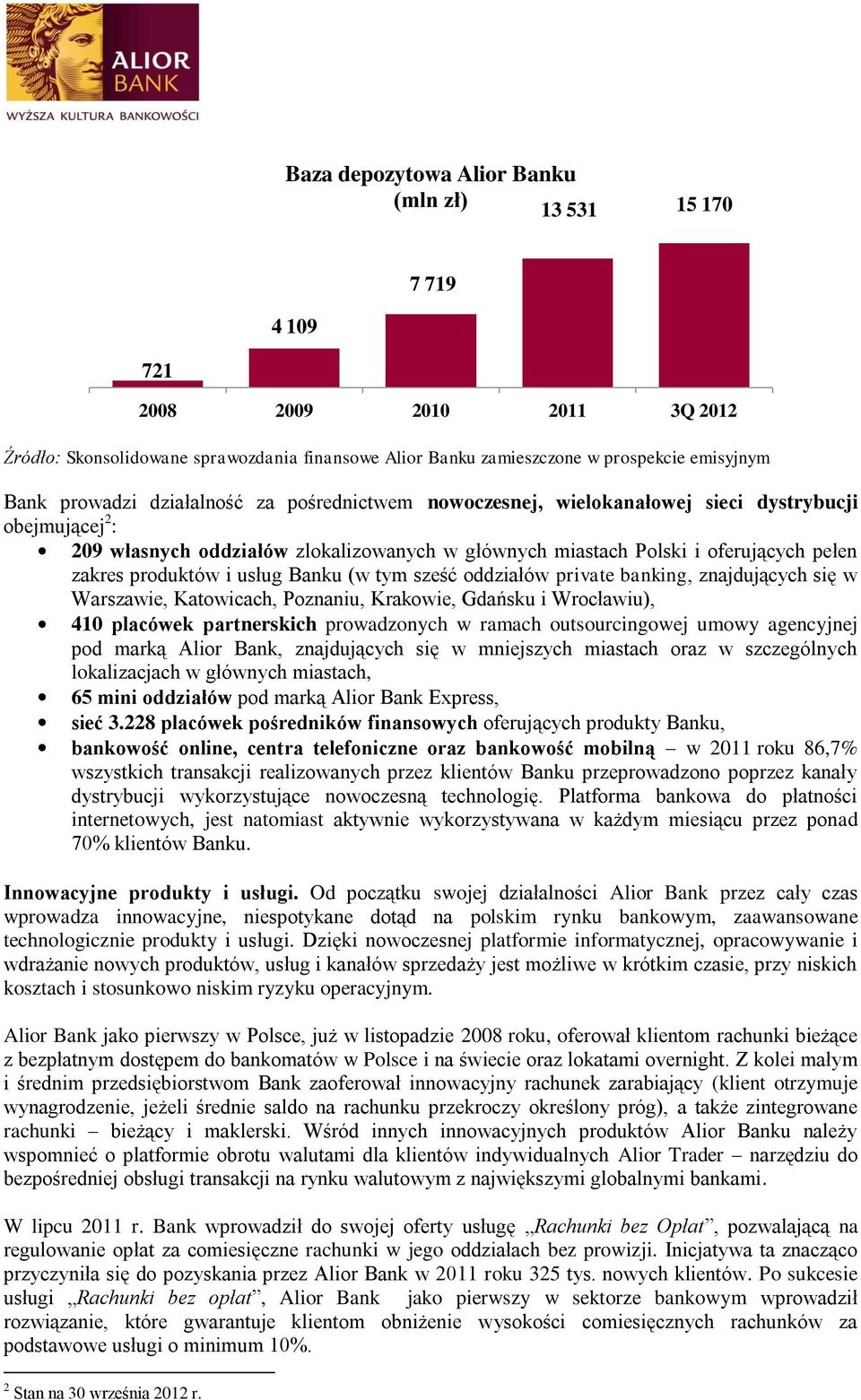 sześć oddziałów private banking, znajdujących się w Warszawie, Katowicach, Poznaniu, Krakowie, Gdańsku i Wrocławiu), 410 placówek partnerskich prowadzonych w ramach outsourcingowej umowy agencyjnej