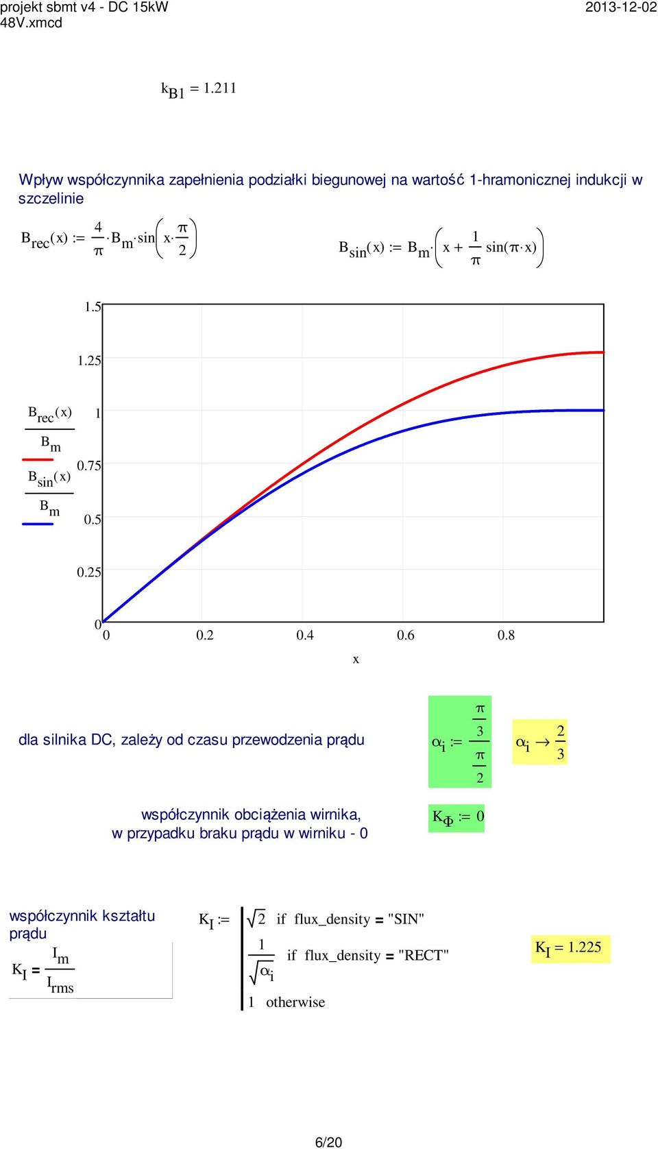 B sin ( x) := B m x + π sin( π x) 1.5 1.5 B rec ( x) 1 B m B sin ( x) 0.75 B m 0.5 0.5 0 0 0. 0.4 0.6 0.