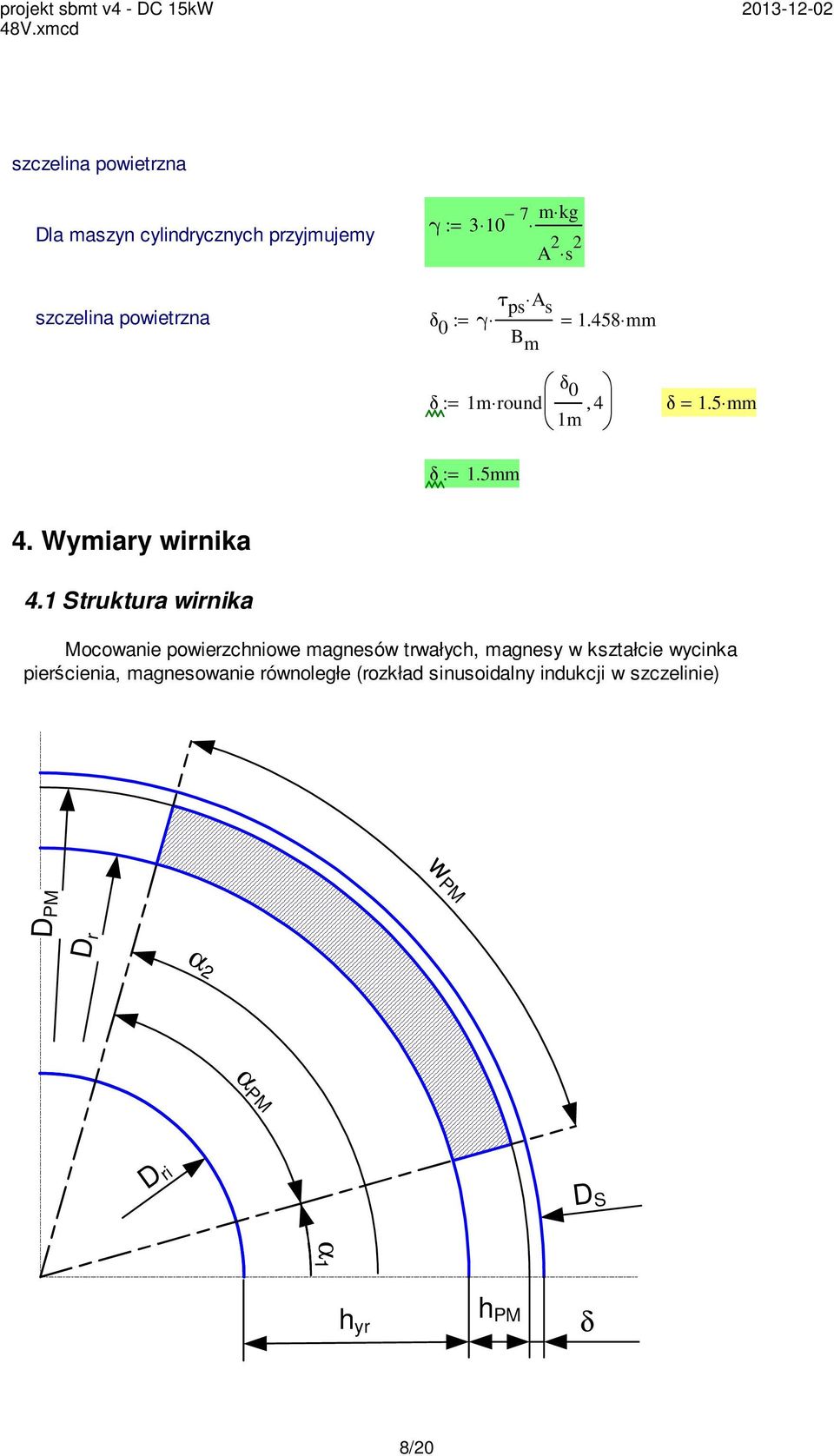 Wymiary wirnika 4.