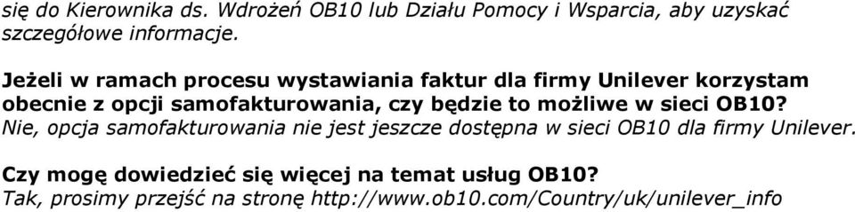 będzie to możliwe w sieci OB10?