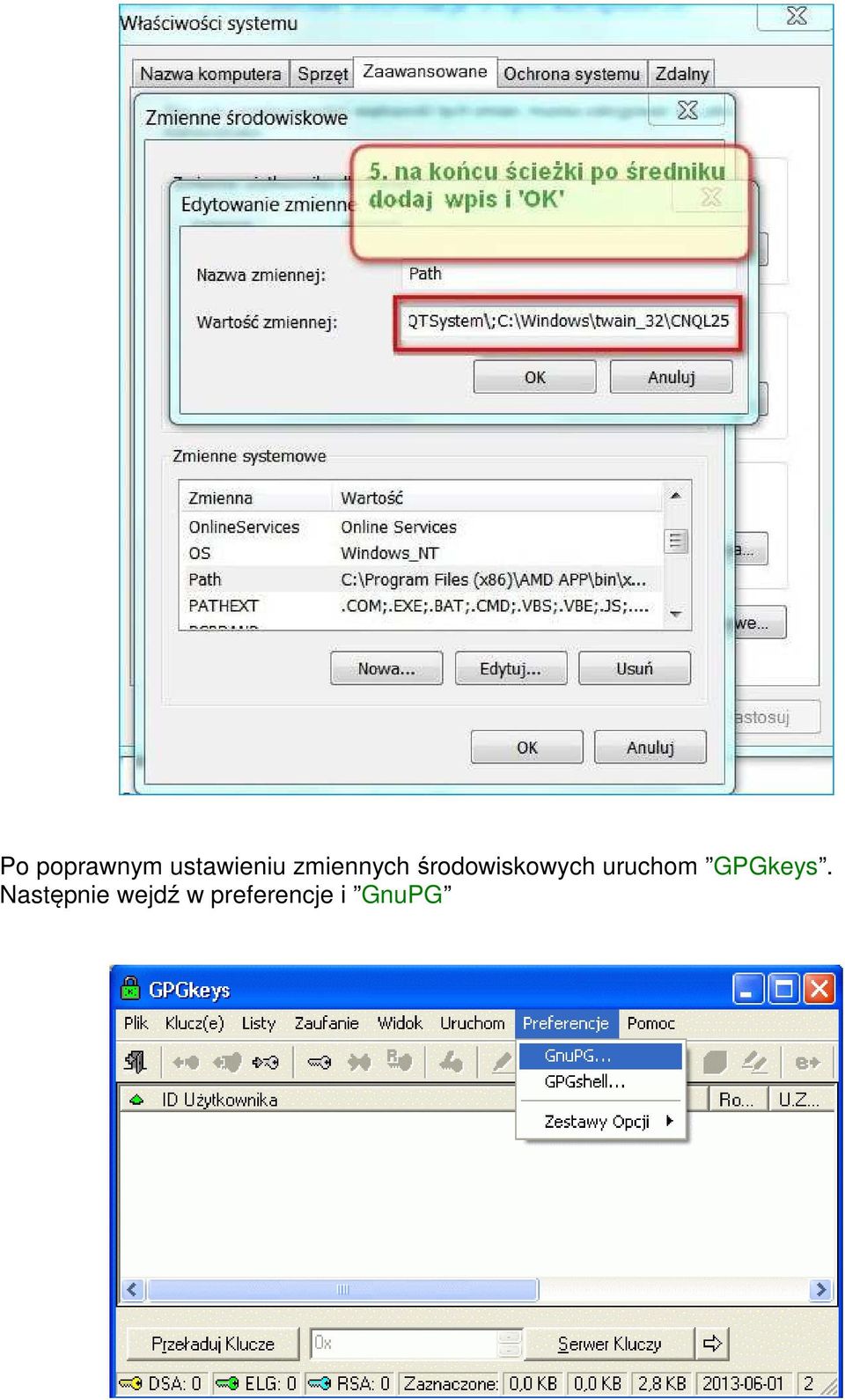 uruchom GPGkeys.