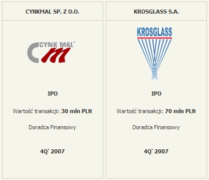 transakcji (podpisane umowy lub ich finalizacja) ponad 800 mln PLN Do końca 2007 roku planowane