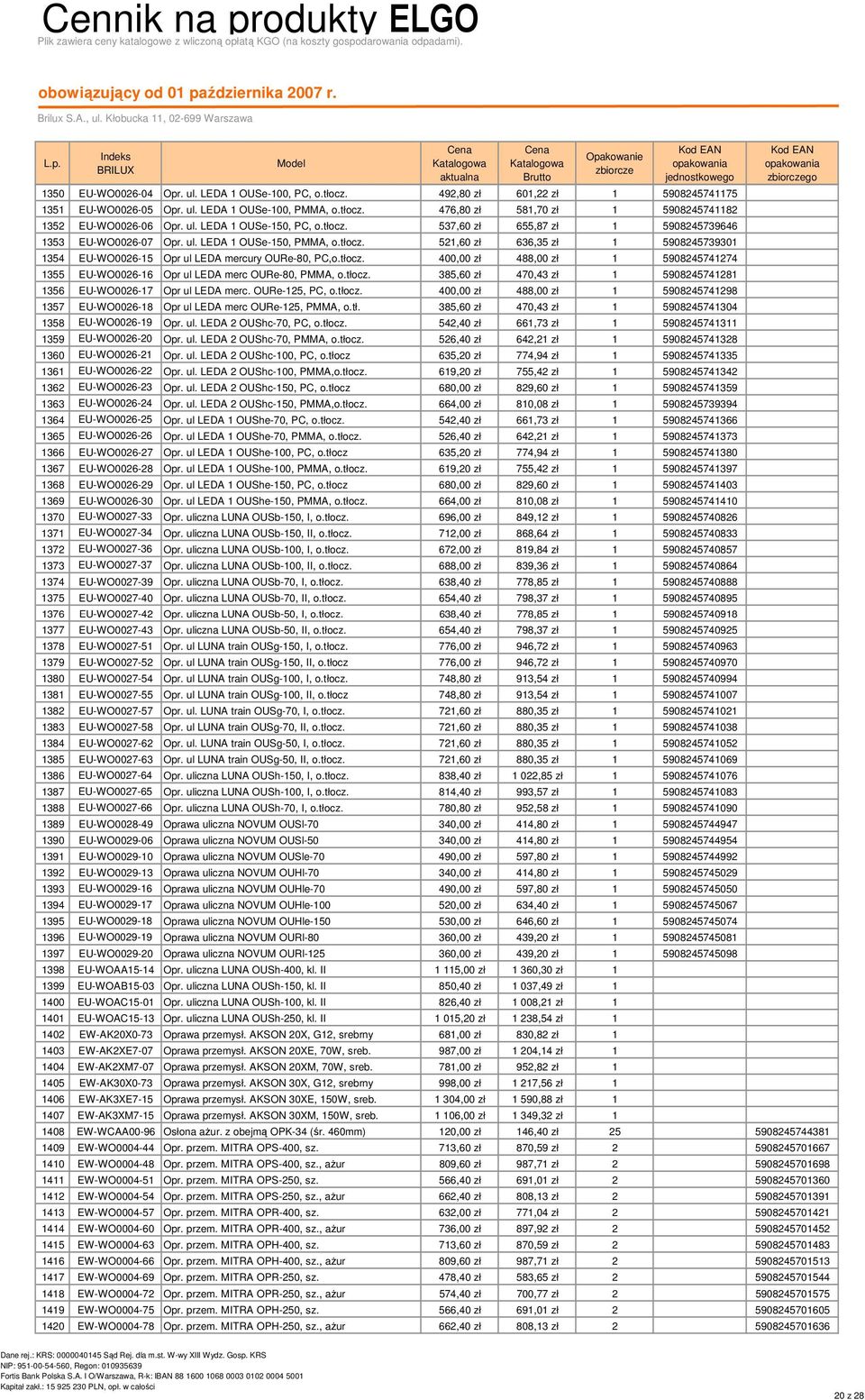 tłocz. 400,00 zł 488,00 zł 1 5908245741274 1355 EU-WO0026-16 Opr ul LEDA merc OURe-80, PMMA, o.tłocz. 385,60 zł 470,43 zł 1 5908245741281 1356 EU-WO0026-17 Opr ul LEDA merc. OURe-125, PC, o.tłocz. 400,00 zł 488,00 zł 1 5908245741298 1357 EU-WO0026-18 Opr ul LEDA merc OURe-125, PMMA, o.