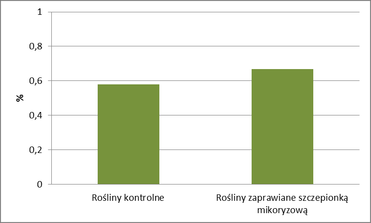 Wykres 47. Stopień kolonizacji korzeni 2-letniej arniki łąkowej uprawianej w Wilanowie przez arbuskularne grzyby mikoryzowe (%). Wykres 48.