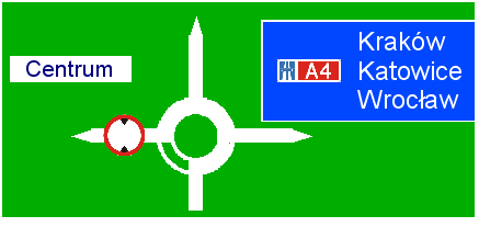 Radoszowskiej w Rudzie Śląskiej: drogowskaz nr 1 3,8 m 2. ciąg ul.