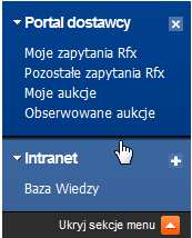 Rysunek 5 Przemieszczanie sekcji Istnieje także możliwość podzielenia sekcji na dwie grupy: główną i dodatkową oraz ukrycia sekcji z grupy dodatkowej.