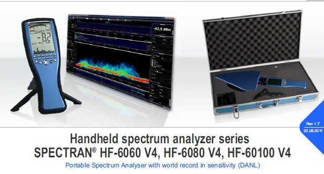 Karta katalogowa Ręczne analizatory spektralne serii SPECTRAN HF-6060 V4, HF-6080 V4, HF-60100 V4 Przenośne analizatory spektralne ze światowym