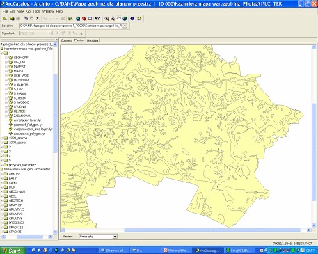 stożki naplywowe i osypiska wydmy taras niski zalewowy taras wyższy zalewowy Mapa geomorfologiczna i nośności gruntów - gmina Kazimierz Dolny