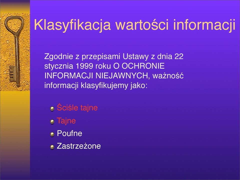 OCHRONIE INFORMACJI NIEJAWNYCH, ważność