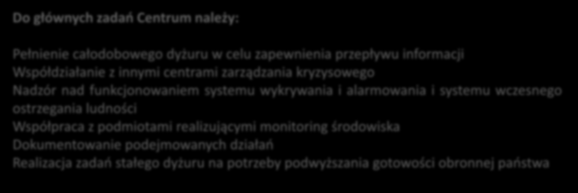 POWIATOWE CENTRUM ZARZĄDZANIA KRYZYSOWEGO Centrum działa w strukturze Referatu Zarządzania Kryzysowego.